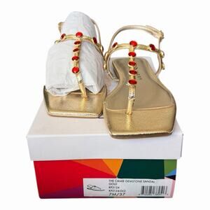 Katy Perry Camie Gemstone Gold Sandal NIB Size 7 Resort And Vacation Chic